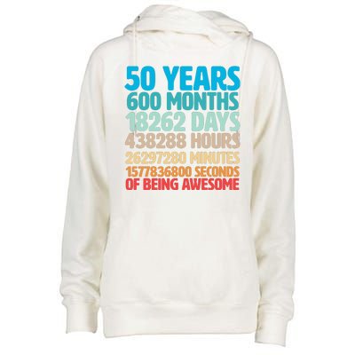 50 Years Of Being Awesome 50th Birthday Time Breakdown Womens Funnel Neck Pullover Hood