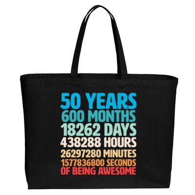 50 Years Of Being Awesome 50th Birthday Time Breakdown Cotton Canvas Jumbo Tote