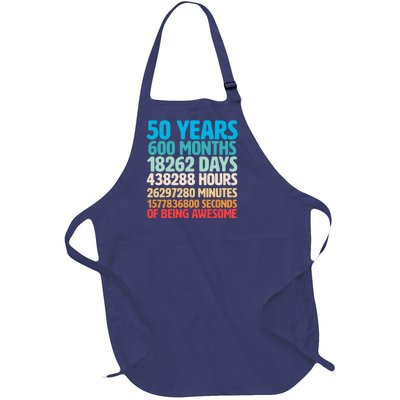 50 Years Of Being Awesome 50th Birthday Time Breakdown Full-Length Apron With Pockets