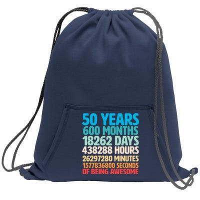 50 Years Of Being Awesome 50th Birthday Time Breakdown Sweatshirt Cinch Pack Bag