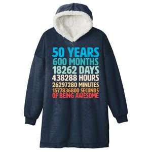 50 Years Of Being Awesome 50th Birthday Time Breakdown Hooded Wearable Blanket