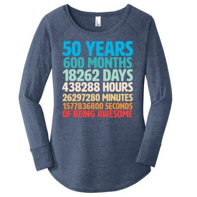 50 Years Of Being Awesome 50th Birthday Time Breakdown Women's Perfect Tri Tunic Long Sleeve Shirt