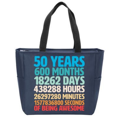 50 Years Of Being Awesome 50th Birthday Time Breakdown Zip Tote Bag