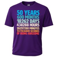 50 Years Of Being Awesome 50th Birthday Time Breakdown Cooling Performance Crew T-Shirt