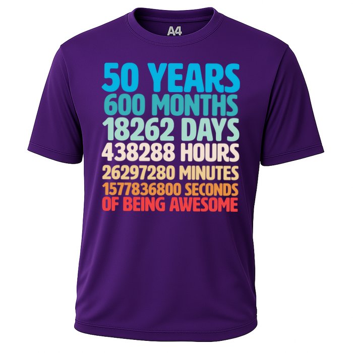 50 Years Of Being Awesome 50th Birthday Time Breakdown Cooling Performance Crew T-Shirt