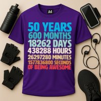 50 Years Of Being Awesome 50th Birthday Time Breakdown Cooling Performance Crew T-Shirt