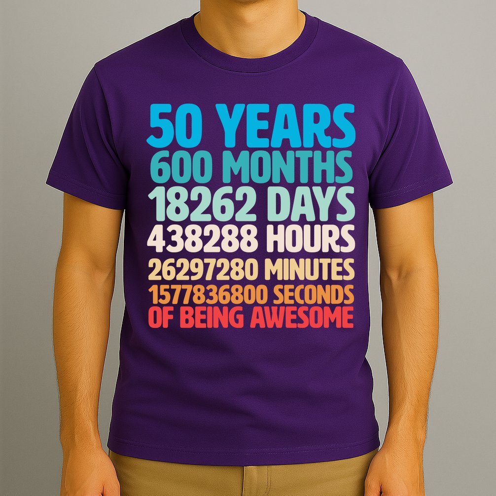 50 Years Of Being Awesome 50th Birthday Time Breakdown T-Shirt