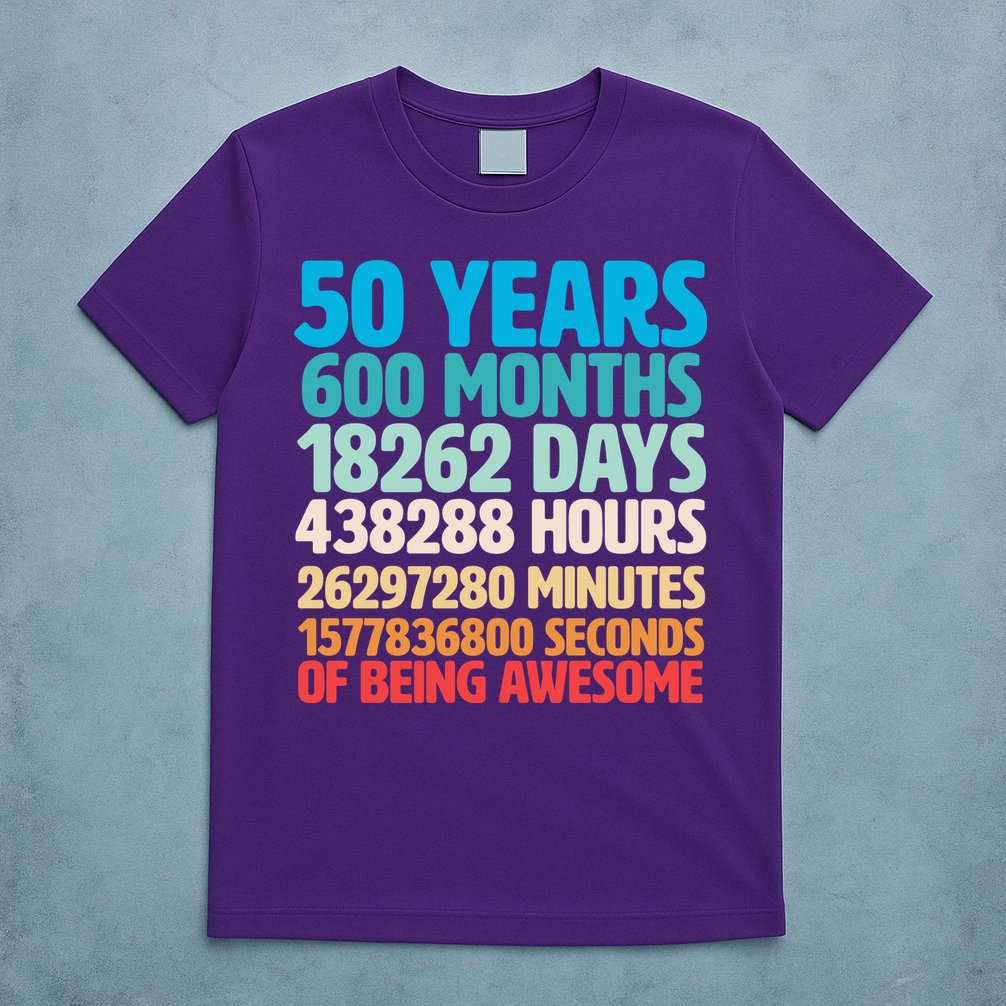 50 Years Of Being Awesome 50th Birthday Time Breakdown T-Shirt
