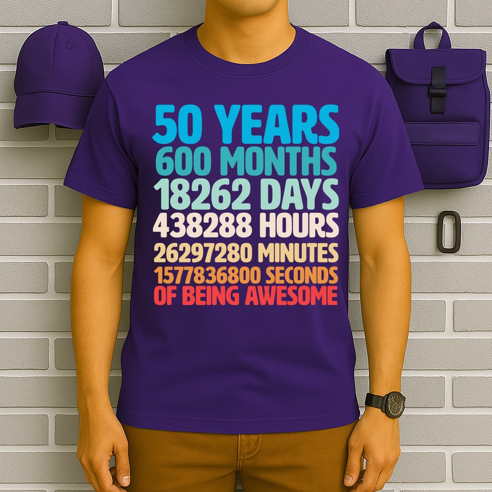 50 Years Of Being Awesome 50th Birthday Time Breakdown T-Shirt