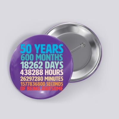 50 Years Of Being Awesome 50th Birthday Time Breakdown Button