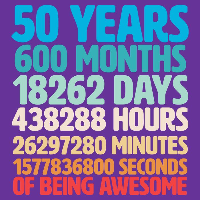 50 Years Of Being Awesome 50th Birthday Time Breakdown Button