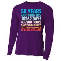 50 Years Of Being Awesome 50th Birthday Time Breakdown Cooling Performance Long Sleeve Crew