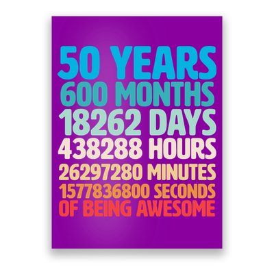 50 Years Of Being Awesome 50th Birthday Time Breakdown Poster