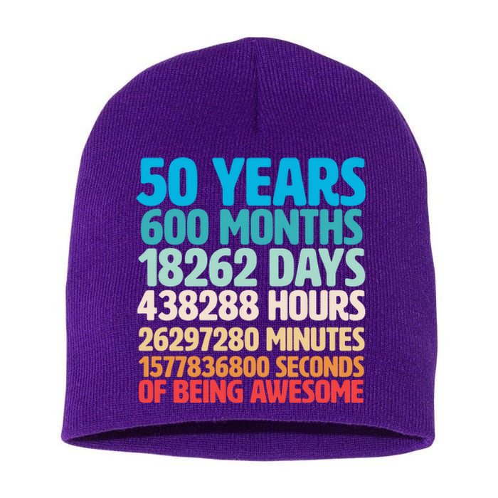 50 Years Of Being Awesome 50th Birthday Time Breakdown Short Acrylic Beanie