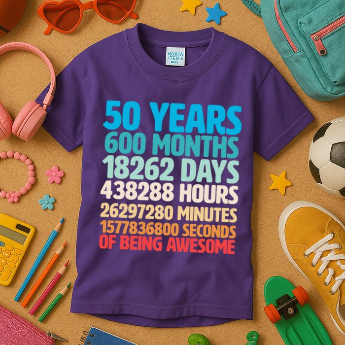 50 Years Of Being Awesome 50th Birthday Time Breakdown Kids T-Shirt