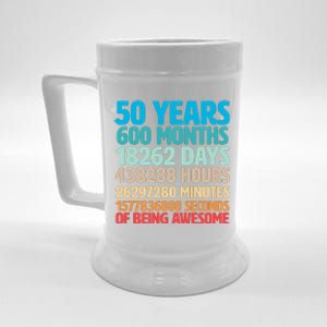 50 Years Of Being Awesome 50th Birthday Time Breakdown Beer Stein