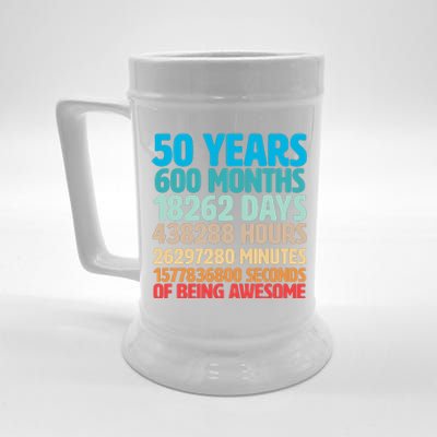 50 Years Of Being Awesome 50th Birthday Time Breakdown Beer Stein