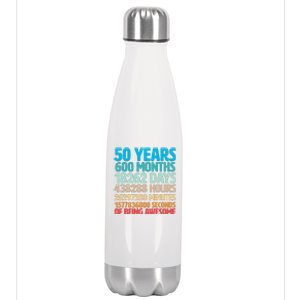 50 Years Of Being Awesome 50th Birthday Time Breakdown Stainless Steel Insulated Water Bottle