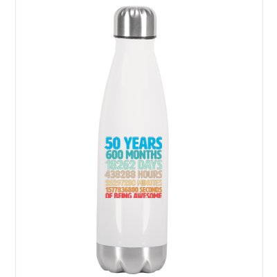 50 Years Of Being Awesome 50th Birthday Time Breakdown Stainless Steel Insulated Water Bottle