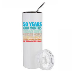 50 Years Of Being Awesome 50th Birthday Time Breakdown Stainless Steel Tumbler