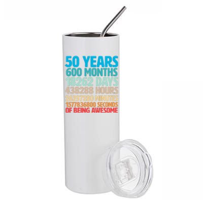 50 Years Of Being Awesome 50th Birthday Time Breakdown Stainless Steel Tumbler