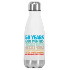 50 Years Of Being Awesome 50th Birthday Time Breakdown Stainless Steel Insulated Water Bottle