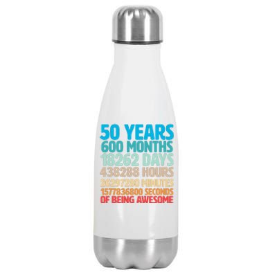 50 Years Of Being Awesome 50th Birthday Time Breakdown Stainless Steel Insulated Water Bottle