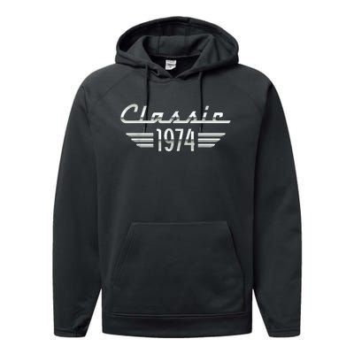 50 Year Old Gifts For Classic 1974 50th Birthday Performance Fleece Hoodie