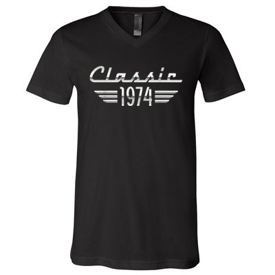 50 Year Old Gifts For Classic 1974 50th Birthday V-Neck T-Shirt