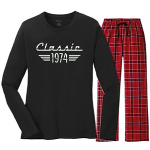 50 Year Old Gifts For Classic 1974 50th Birthday Women's Long Sleeve Flannel Pajama Set 