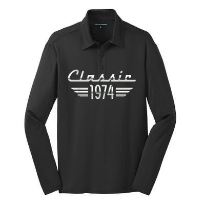 50 Year Old Gifts For Classic 1974 50th Birthday Silk Touch Performance Long Sleeve Polo