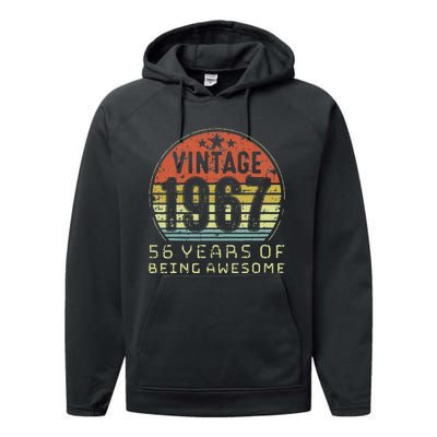 56 Year Old Birthday Vintage 1967 56th Birthday Performance Fleece Hoodie