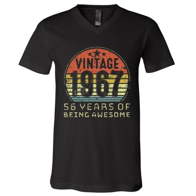 56 Year Old Birthday Vintage 1967 56th Birthday V-Neck T-Shirt