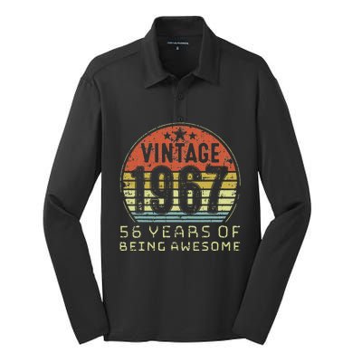 56 Year Old Birthday Vintage 1967 56th Birthday Silk Touch Performance Long Sleeve Polo