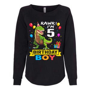 5 Year Old 5th Birthday Boy T Rex Dinosaur Womens California Wash Sweatshirt