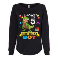 5 Year Old 5th Birthday Boy T Rex Dinosaur Womens California Wash Sweatshirt