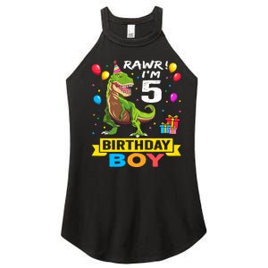 5 Year Old 5th Birthday Boy T Rex Dinosaur Women's Perfect Tri Rocker Tank