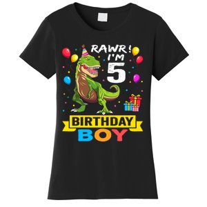 5 Year Old 5th Birthday Boy T Rex Dinosaur Women's T-Shirt