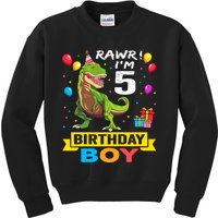 5 Year Old 5th Birthday Boy T Rex Dinosaur Kids Sweatshirt