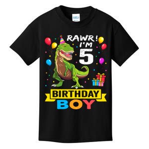 5 Year Old 5th Birthday Boy T Rex Dinosaur Kids T-Shirt