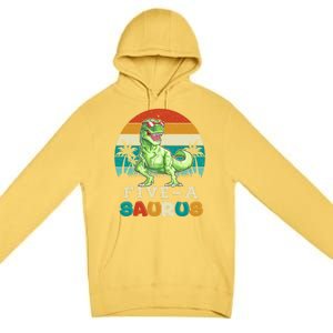 5 Year Old Dinosaur Birthday 5th T Rex Dino Five Saurus Gift Premium Pullover Hoodie