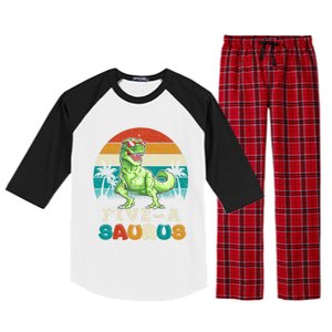 5 Year Old Dinosaur Birthday 5th T Rex Dino Five Saurus Gift Raglan Sleeve Pajama Set