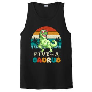 5 Year Old Dinosaur Birthday 5th T Rex Dino Five Saurus Gift PosiCharge Competitor Tank