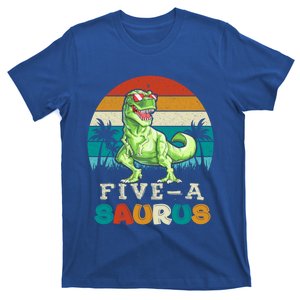 5 Year Old Dinosaur Birthday 5th T Rex Dino Five Saurus Gift T-Shirt