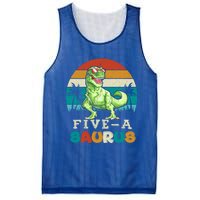 5 Year Old Dinosaur Birthday 5th T Rex Dino Five Saurus Gift Mesh Reversible Basketball Jersey Tank