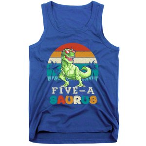 5 Year Old Dinosaur Birthday 5th T Rex Dino Five Saurus Gift Tank Top