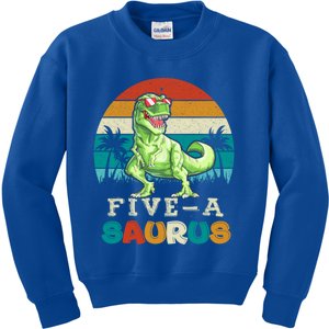 5 Year Old Dinosaur Birthday 5th T Rex Dino Five Saurus Gift Kids Sweatshirt