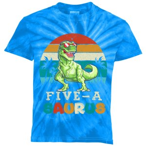 5 Year Old Dinosaur Birthday 5th T Rex Dino Five Saurus Gift Kids Tie-Dye T-Shirt