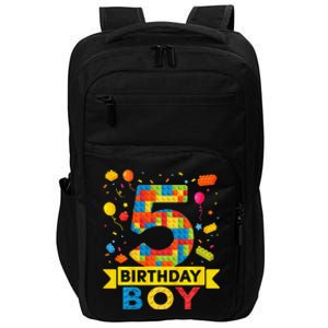 5 Year Old Building Blocks 5th Birthday Boy Impact Tech Backpack