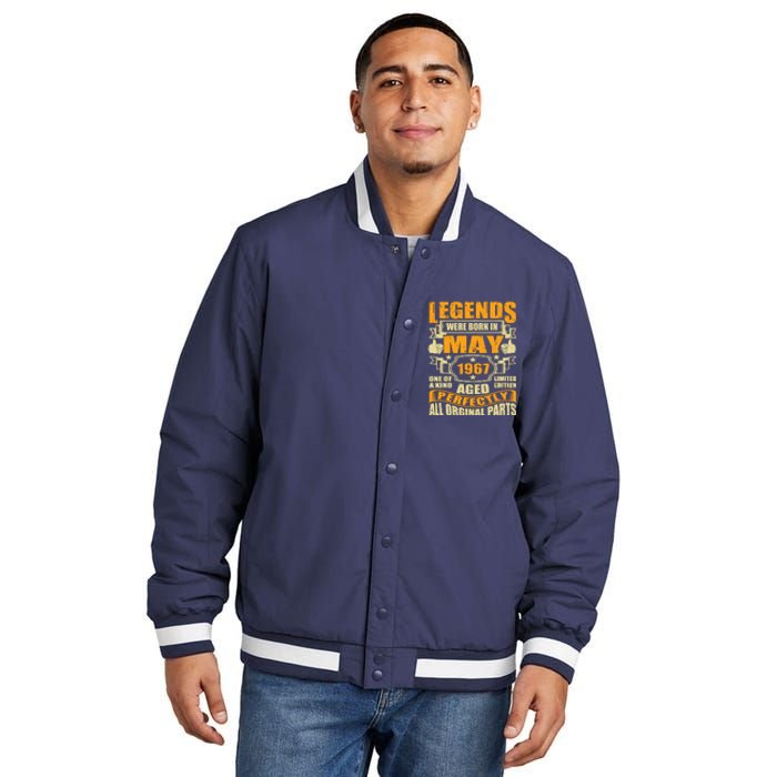 57 Years Old Legends Were Born In May 1967 57th Birthday Insulated Varsity Jacket